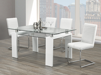 Table de Cuisine- 63'' / Verre Trempé avec Pieds Chromés Moderne | T-1480