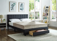 Lit Queen Complet Moderne Épuré et Tirroir de Rangement | Noir | 0845-FI