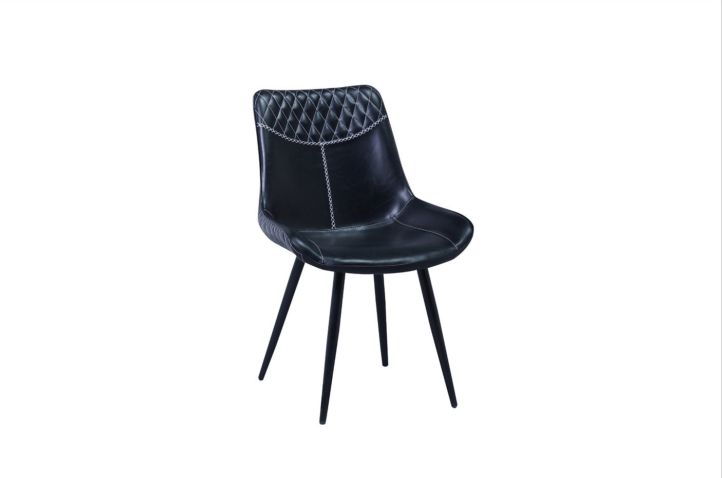 Chaise de Cuisine en PU Noir avec Pieds en Métal Noir | 6281-C