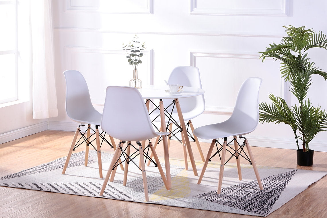 Milan / Ensemble de Cuisine / 5 morceaux / Chaises Blanches