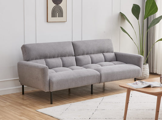 Sofa-Lit en Tissu Gris Doux avec Accoudoirs Amovibles | 1408-FI