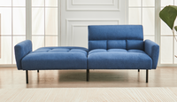 Sofa-Lit en Tissu Bleu Doux avec Accoudoirs Amovibles | 0408-FI