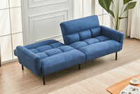 Sofa-Lit en Tissu Bleu Doux avec Accoudoirs Amovibles | 0408-FI