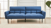 Sofa-Lit en Tissu Bleu Doux avec Accoudoirs Amovibles | 0408-FI