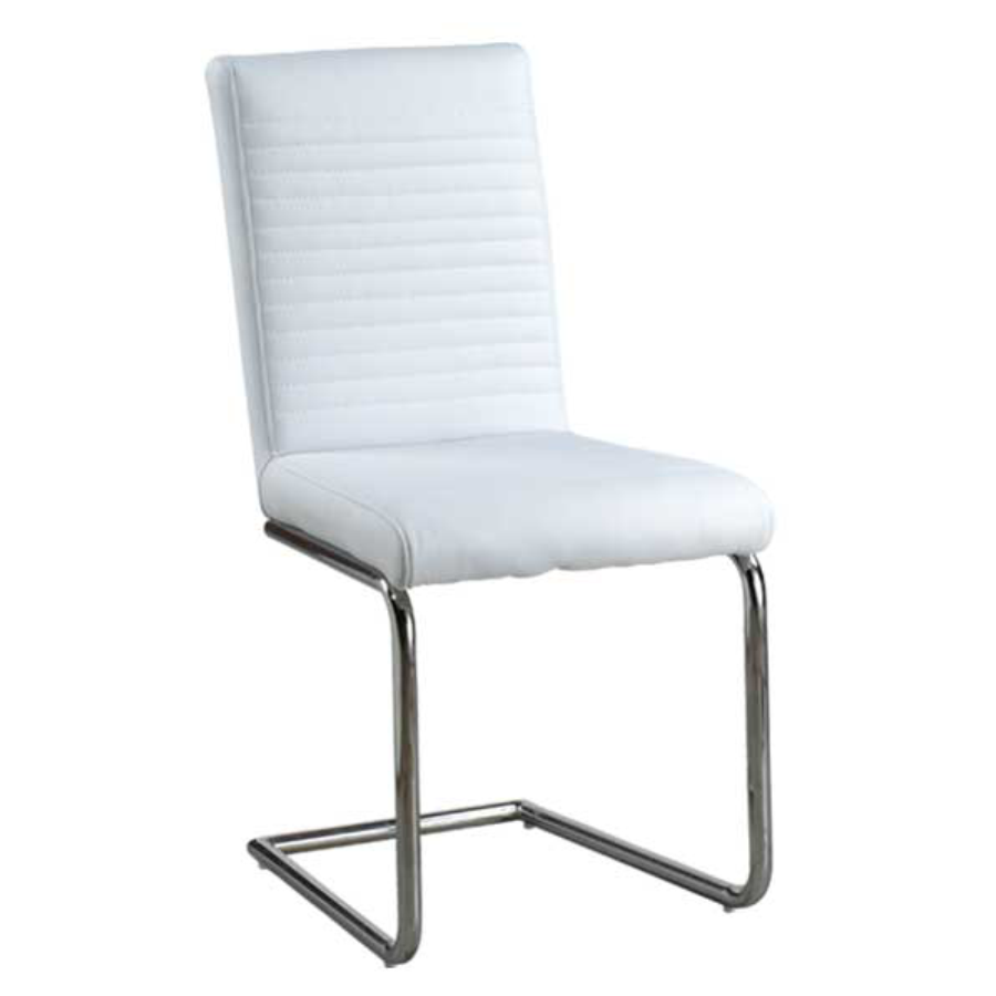 Chaise de Cuisine avec Coussin Blanc et Pieds en Chrome | W0401-C