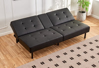 Sofa-Lit en PU Noir avec Plateau Rabattable et Porte-Gobelets | 1908-FI