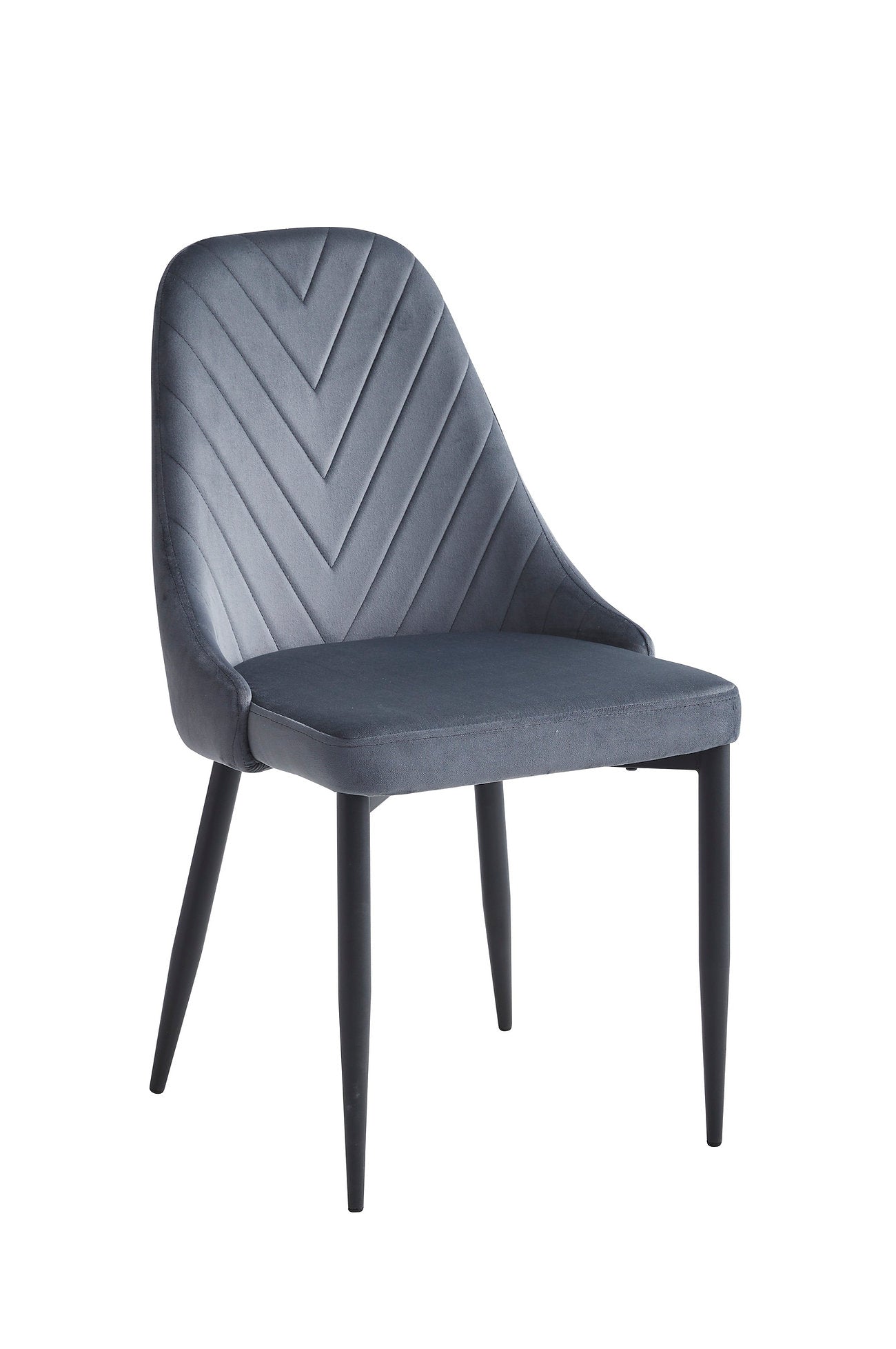 Chaise de Cuisine en Velours Gris Foncé avec Pieds en Acier Noir | 2351-C