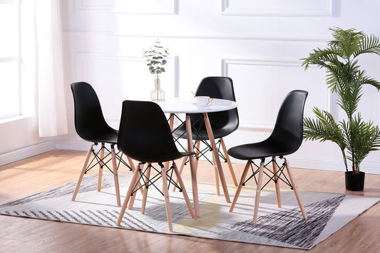 Milan / Ensemble de Cuisine / 5 morceaux / Chaises Noires