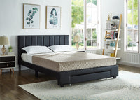 Lit Queen Complet Moderne Épuré et Tirroir de Rangement | Noir | 0845-FI