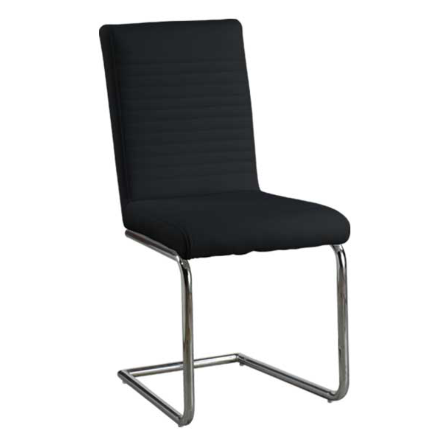 Chaise de Cuisine avec Coussin Noir et Pieds en Chrome | B0401-C