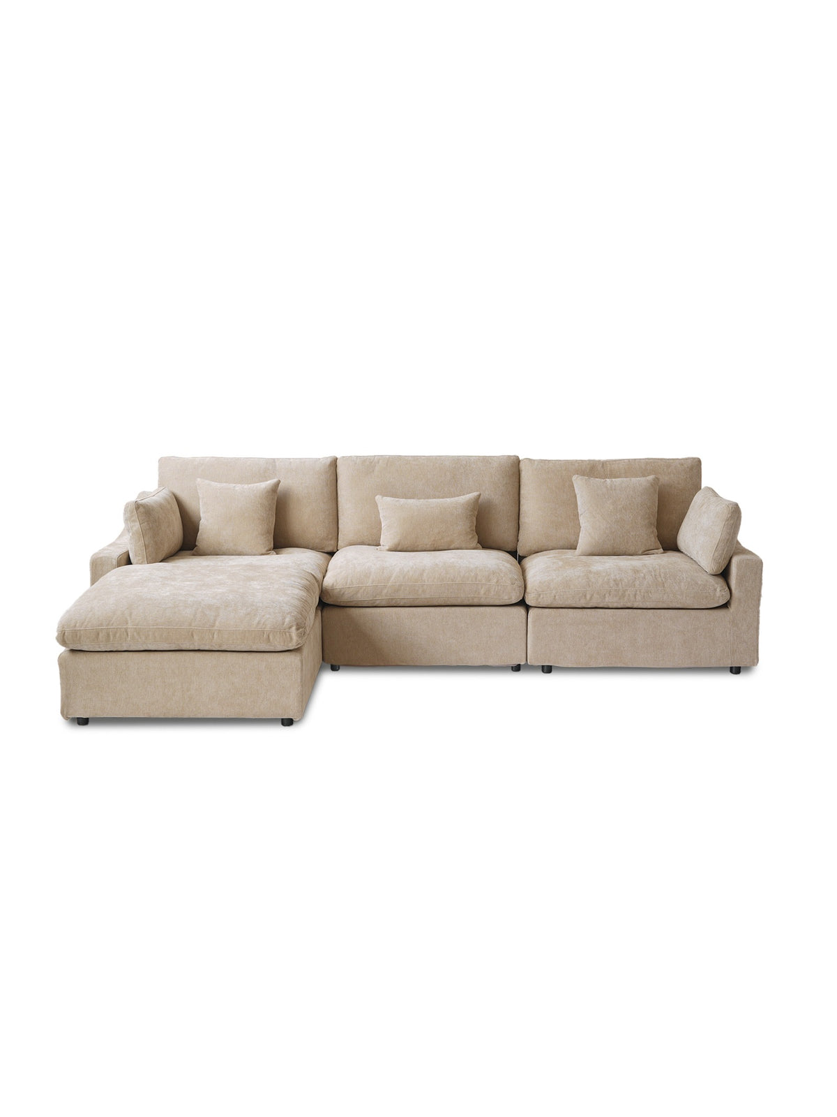 Sofa modulaire Solano beige vu de face sur fond blanc – Meubles TOCO