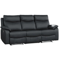 Wembley | Sofa Inclinable Manuel en Cuir Véritable | Noir | 10299