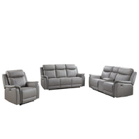 Chaise Inclinable Électrique Cyrus en Cuir Véritable et PVC match | Gris Pâle | 04899