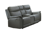 Causeuse Inclinable Électrique Cyrus en Cuir Véritable et PVC match | Gris | 04899