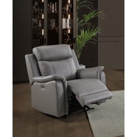 Chaise Inclinable Électrique Cyrus en Cuir Véritable et PVC match | Gris Pâle | 04899