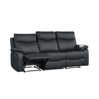 Wembley | Sofa Inclinable Manuel en Cuir Véritable | Noir | 10299