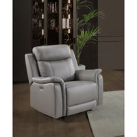 Chaise Inclinable Électrique Cyrus en Cuir Véritable et PVC match | Gris Pâle | 04899