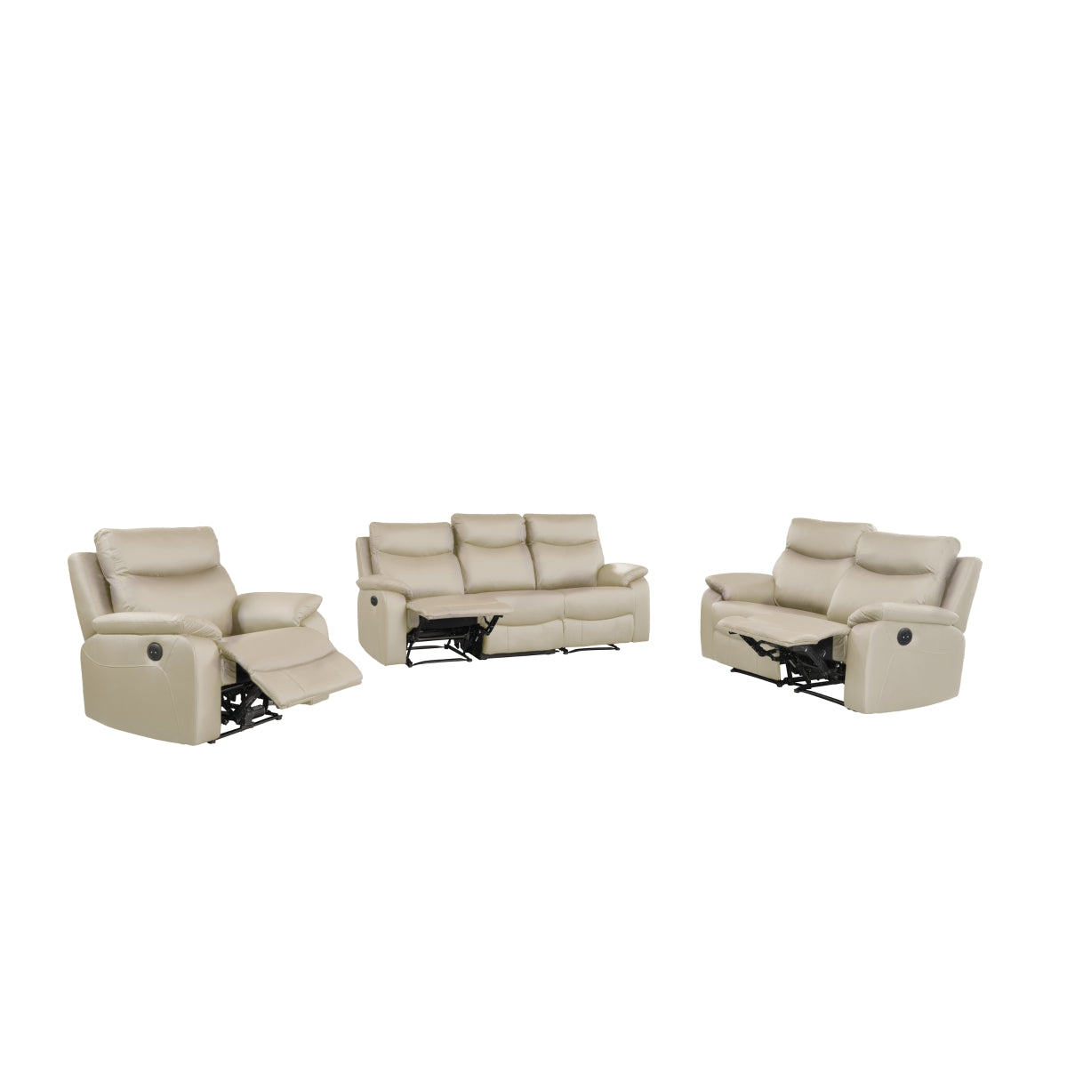 Chaise Inclinable Électrique Wembley en Cuir Véritable | Beige | 10299