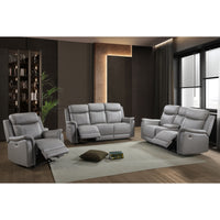 Chaise Inclinable Électrique Cyrus en Cuir Véritable et PVC match | Gris Pâle | 04899