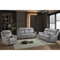 Chaise Inclinable Électrique Cyrus en Cuir Véritable et PVC match | Gris Pâle | 04899