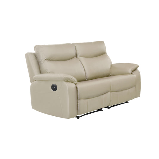 Causeuse Inclinable Électrique Wembley en Cuir Véritable | Beige | 10299