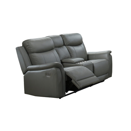 Causeuse Inclinable Électrique Cyrus en Cuir Véritable et PVC match | Gris | 04899