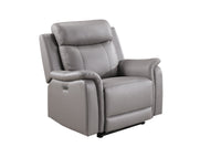 Chaise Inclinable Électrique Cyrus en Cuir Véritable et PVC match | Gris Pâle | 04899