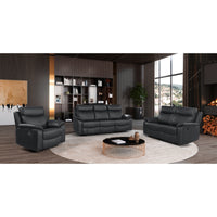 Wembley | Causeuse Inclinable Manuelle en Cuir Véritable | Noir | 10299