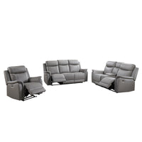 Chaise Inclinable Électrique Cyrus en Cuir Véritable et PVC match | Gris Pâle | 04899