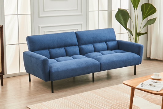 Sofa-Lit en Tissu Bleu Doux avec Accoudoirs Amovibles | 0408-FI