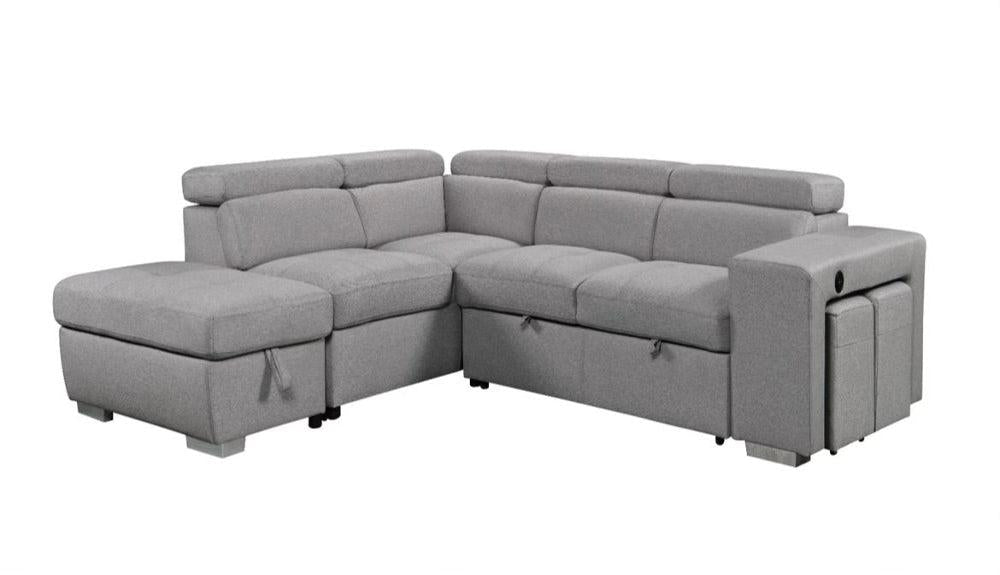 Pratiquo - Sofa-Lit Sectionel - Gris Pâle