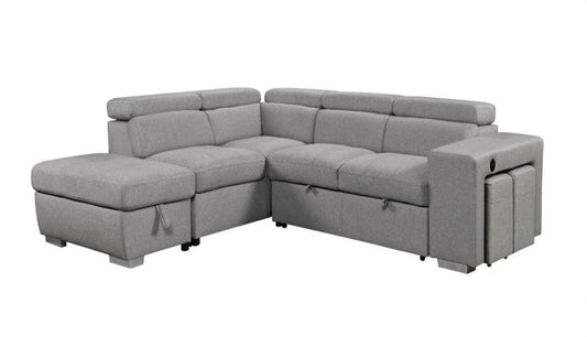 Pratiquo - Sofa-Lit Sectionel - Gris Pâle