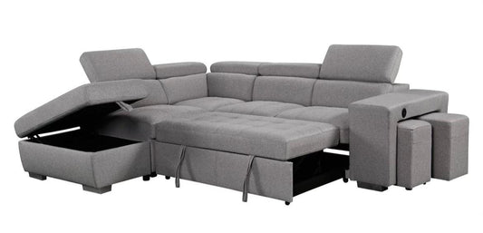Pratiquo - Sofa-Lit Sectionel - Gris Pâle
