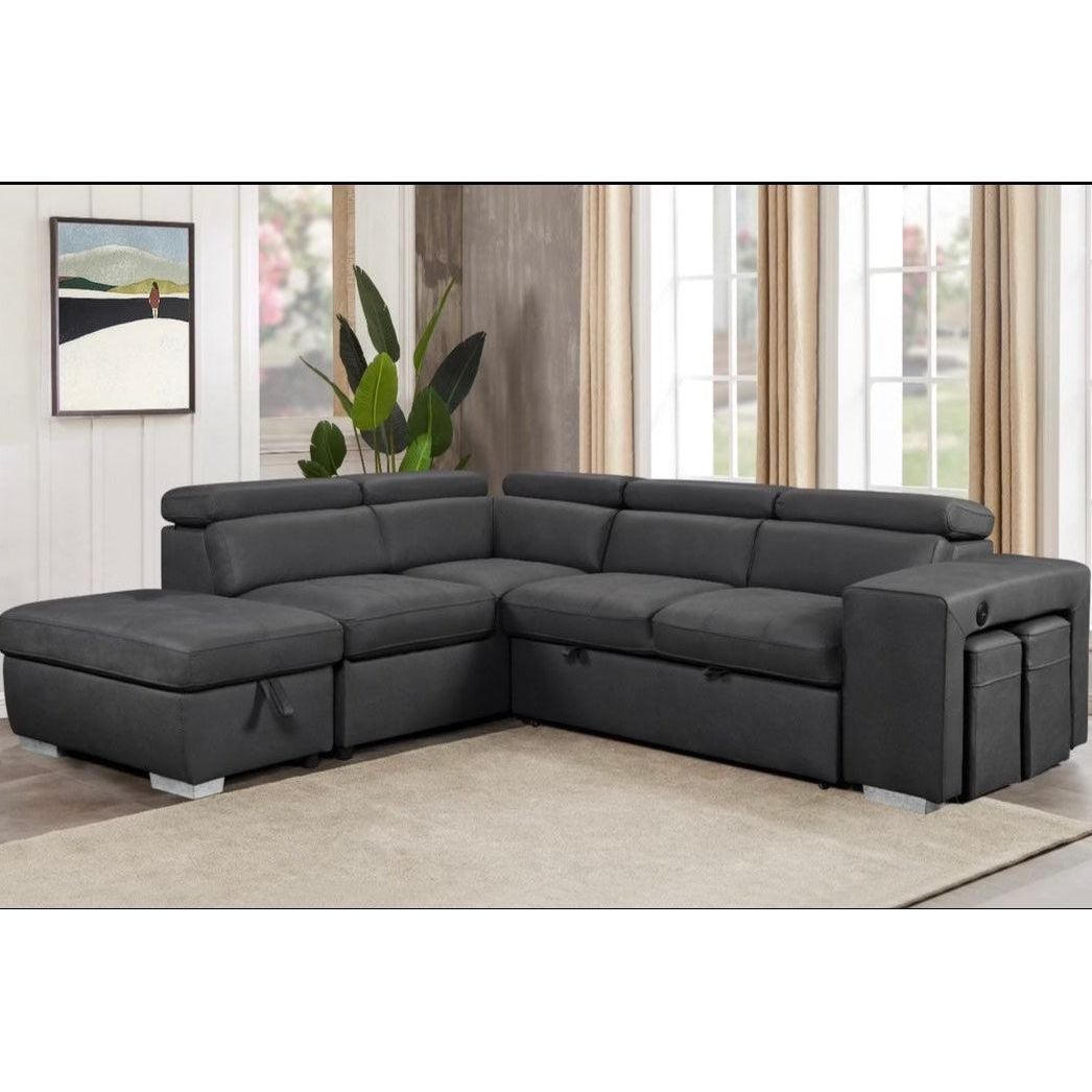 Pratiquo - Sofa-Lit Sectionel - Gris Pâle