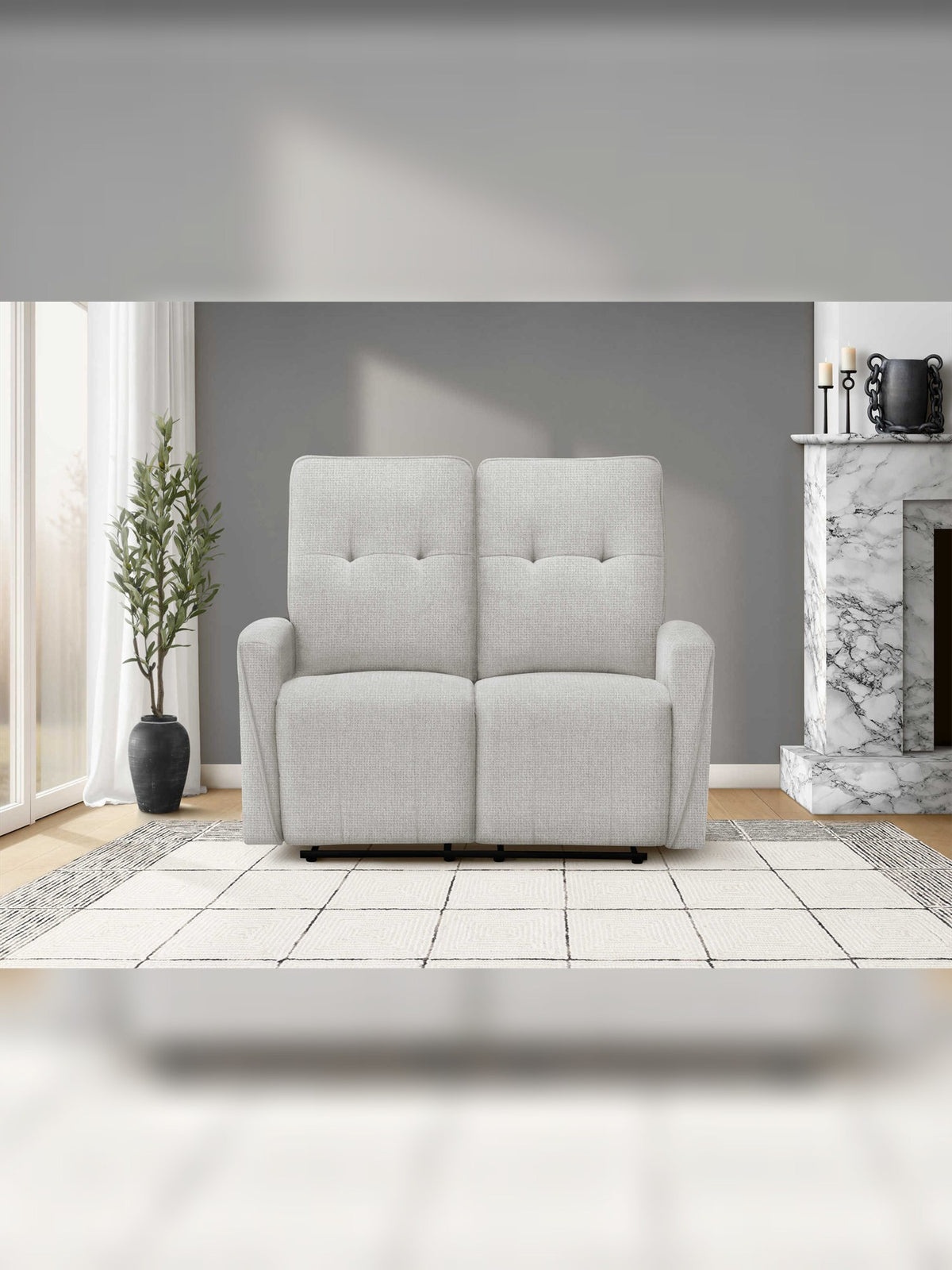 Causeuse inclinable Dalton en gris – mise en situation dans un salon – Meubles TOCO