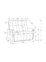 Causeuse inclinable Dalton – dessin technique avec dimensions – Meubles TOCO