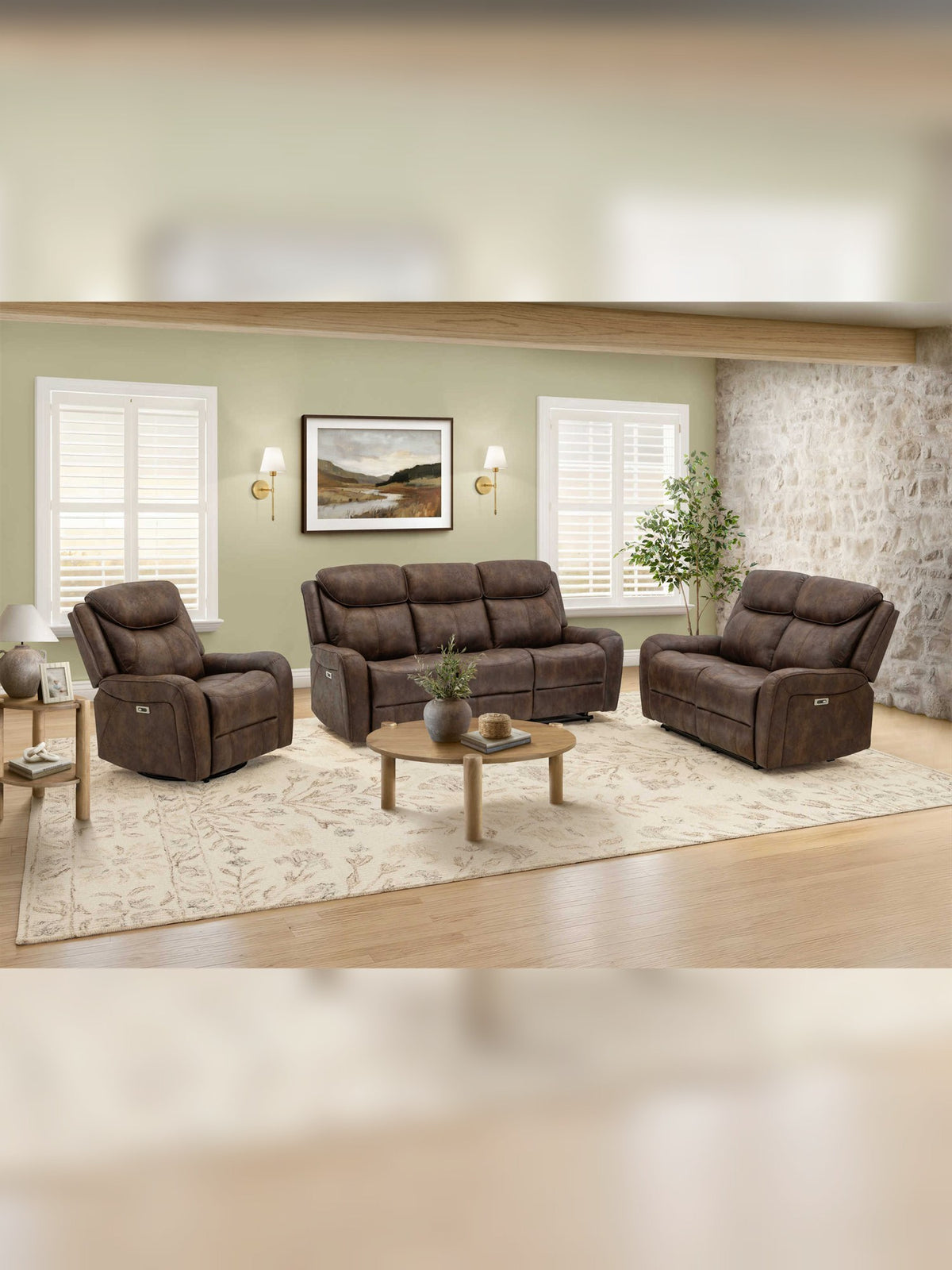 Causeuse inclinable Jackson en brun – mise en situation dans un salon – Meubles TOCO