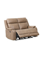 Causeuse inclinable Lewis en taupe – en position inclinée, vue de trois quarts – Meubles TOCO