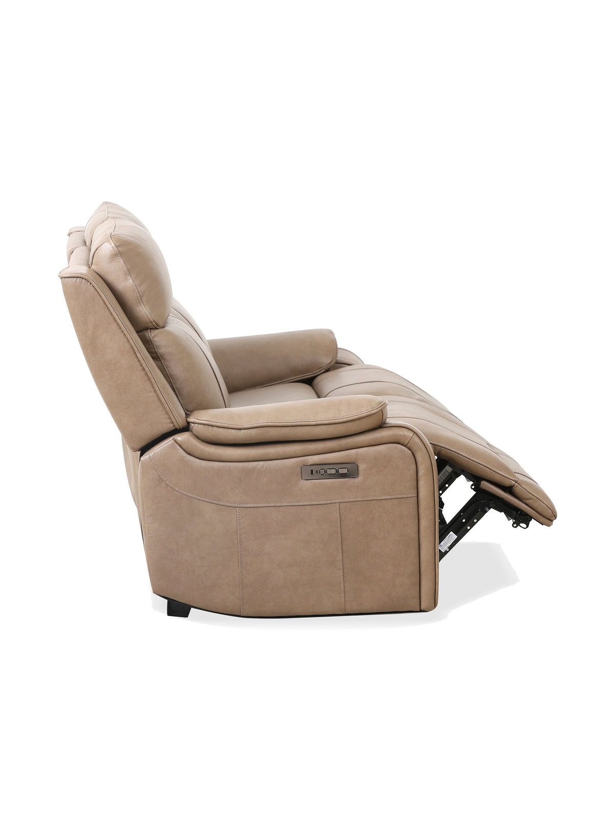 Causeuse inclinable Lewis en taupe – en position inclinée, vue de côté – Meubles TOCO