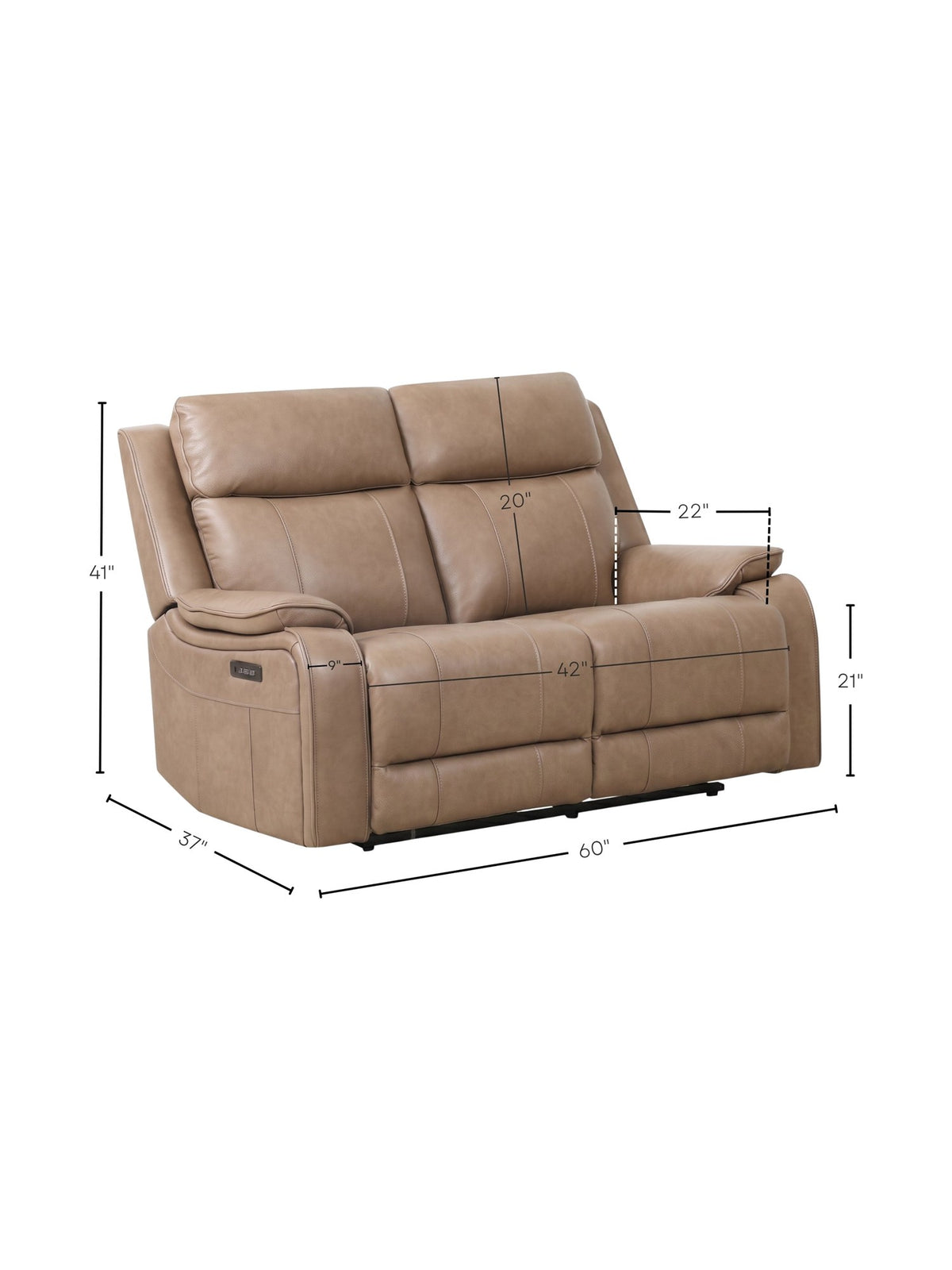 Causeuse inclinable Lewis en taupe – dimensions – Meubles TOCO