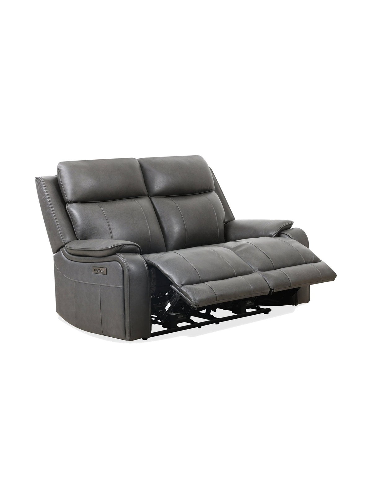 Causeuse inclinable Lewis en gris foncé – en position inclinée, vue de trois quarts – Meubles TOCO