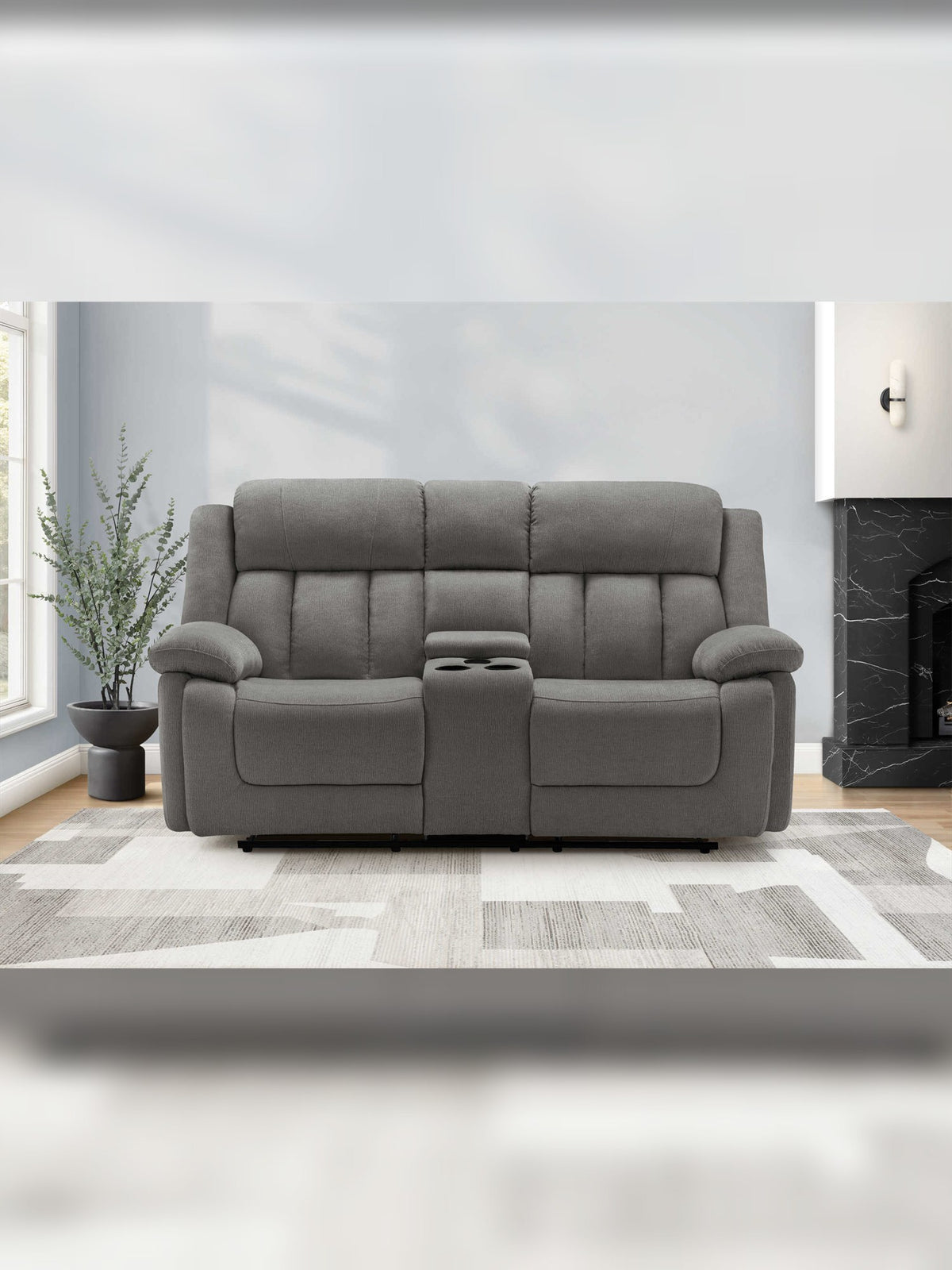 Causeuse inclinable Ricardo en gris – mise en situation dans un salon – Meubles TOCO