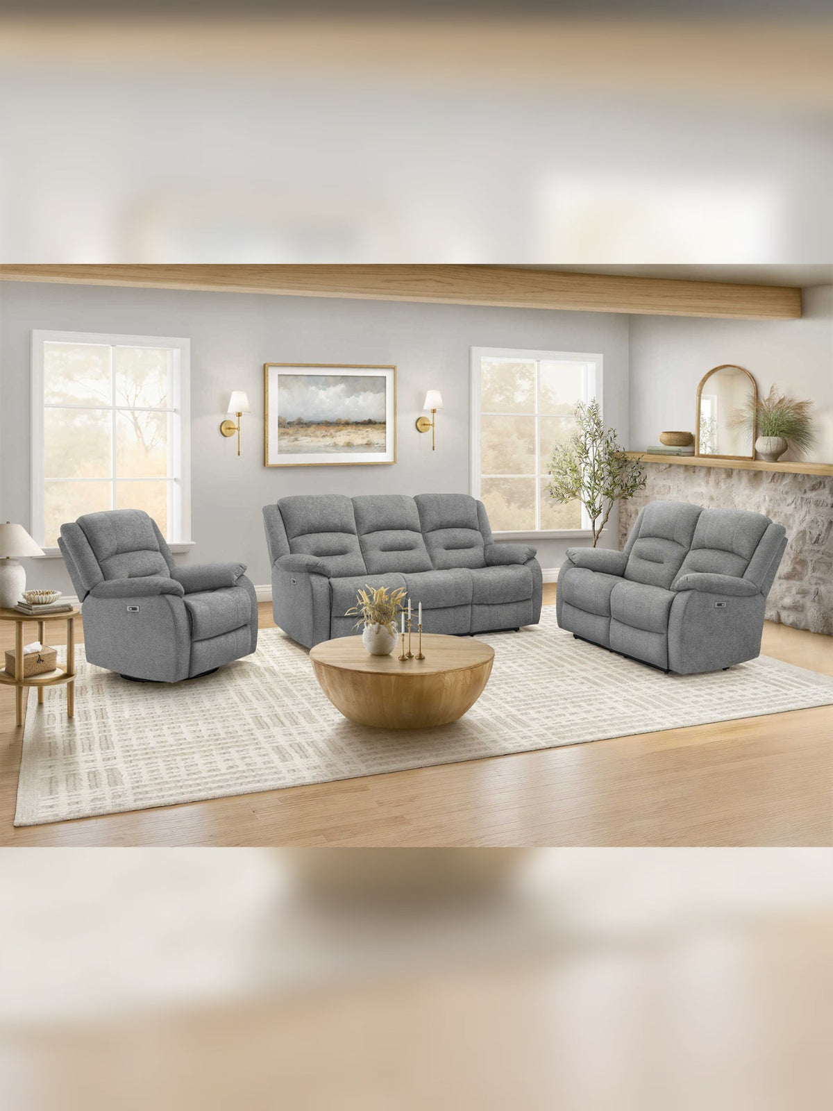 Chaise inclinable Béatrice en bleu – mise en situation dans un salon – Meubles TOCO