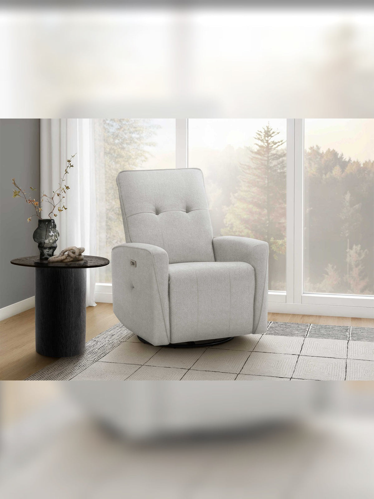 Chaise inclinable Dalton en gris – mise en situation dans un salon – Meubles TOCO