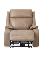 Chaise inclinable électrique Lewis en taupe – en position inclinée, vue de face – Meubles TOCO