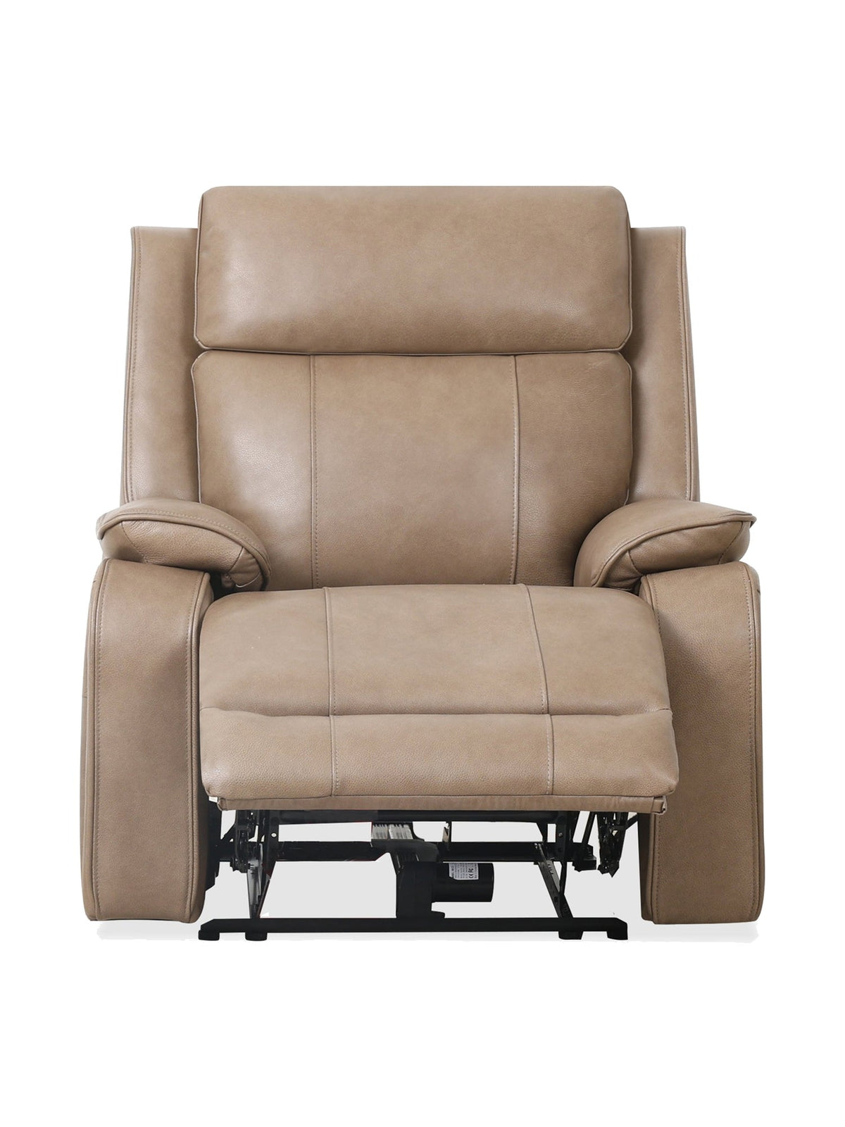Chaise inclinable électrique Lewis en taupe – en position inclinée, vue de face – Meubles TOCO