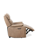 Chaise inclinable électrique Lewis en taupe – en position inclinée, vue de côté – Meubles TOCO