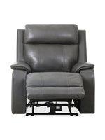 Chaise inclinable électrique Lewis en gris foncé – en position inclinée, vue de face – Meubles TOCO