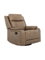 Chaise inclinable Lewis pivotante et berçante en taupe – vue de trois quarts – Meubles TOCO