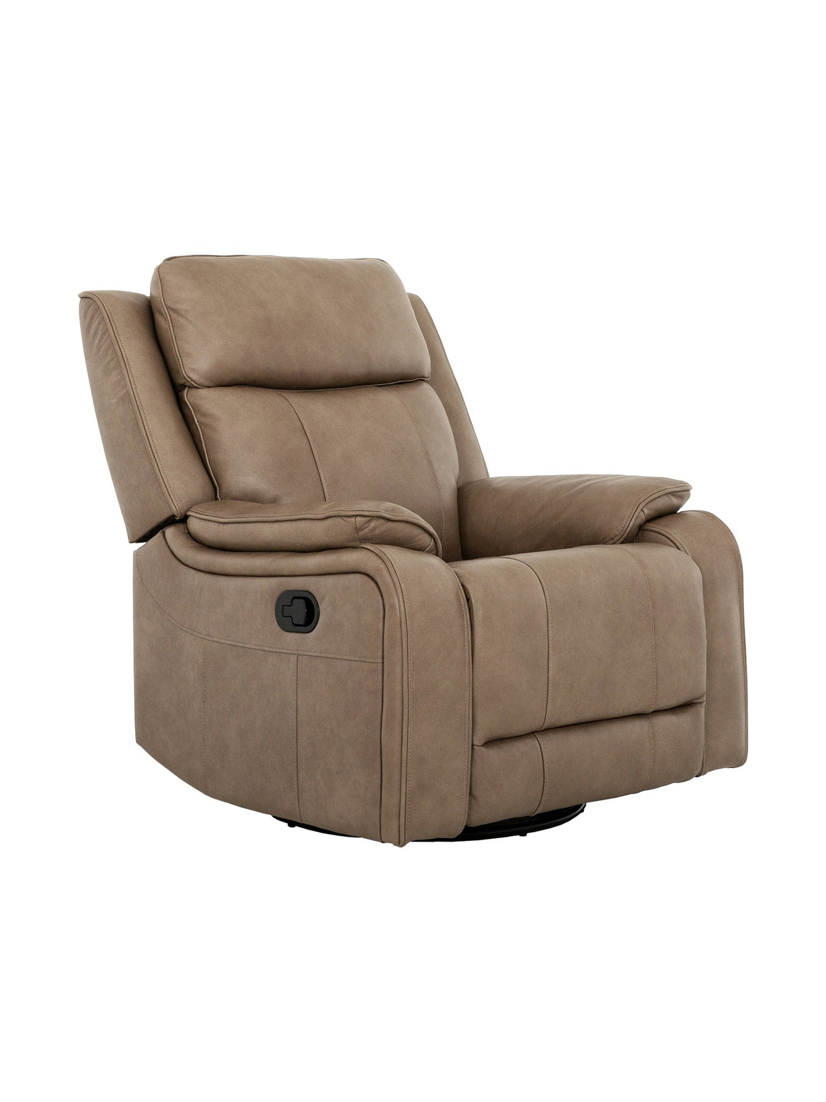 Chaise inclinable Lewis pivotante et berçante en taupe – vue de trois quarts – Meubles TOCO